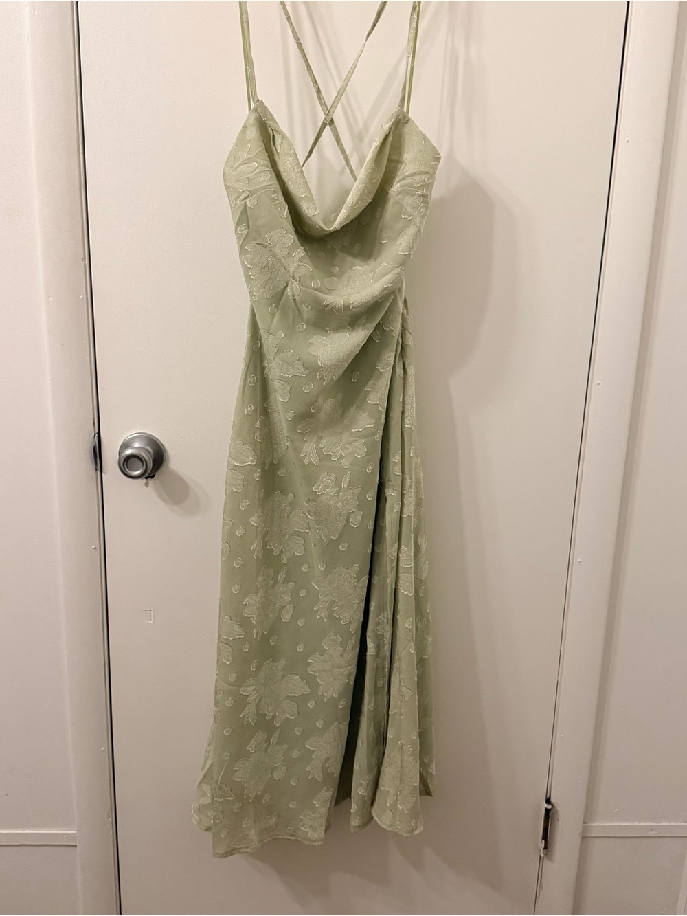 Hello Molly Sage Green Floral Cowl Slip Maxi Dress